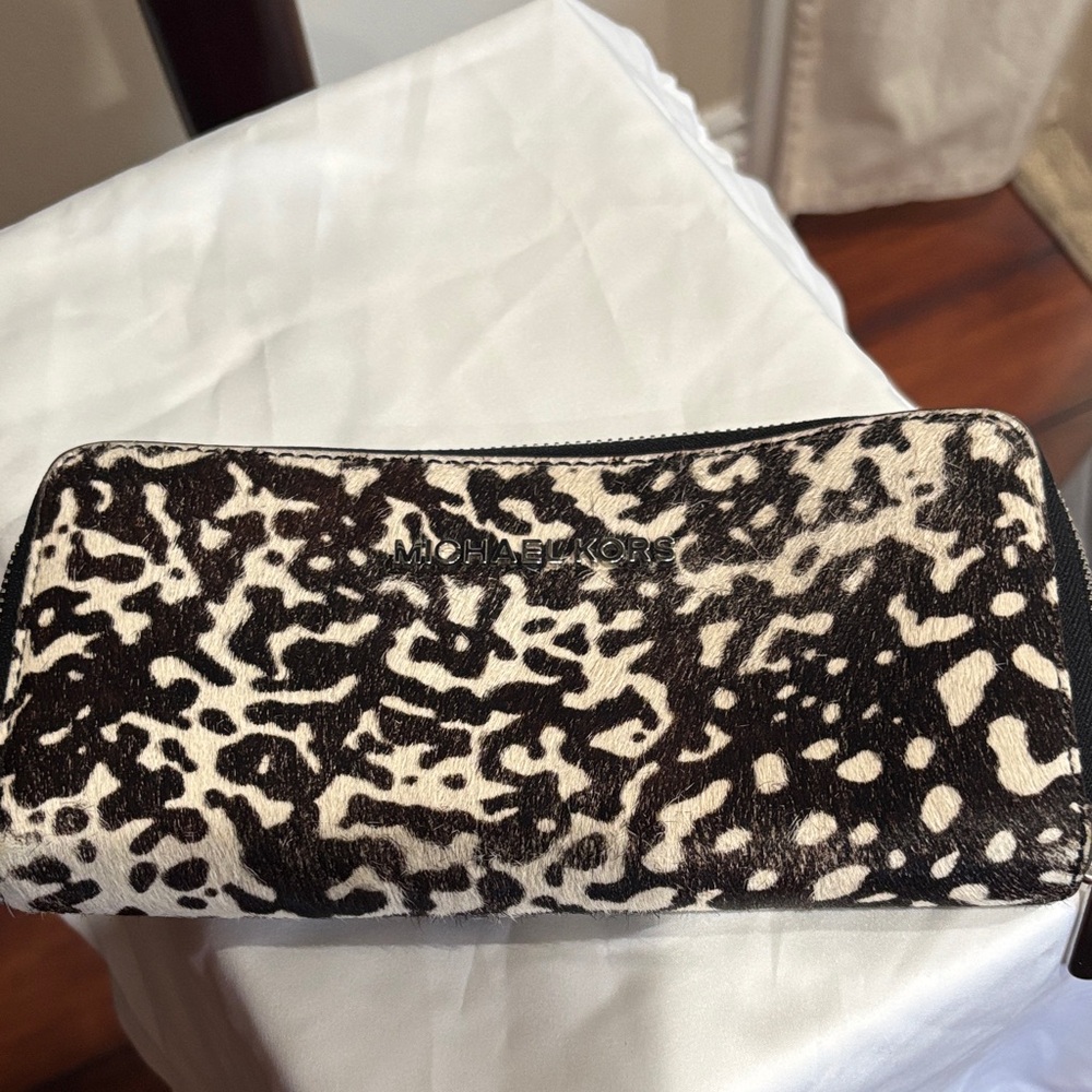Michael Kors Black and White Animal Print Wallet